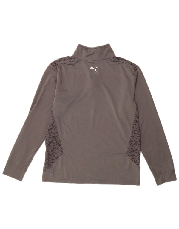 Maglia da ginnastica PUMA da ragazzo con zip e collo, 11-12 anni, grande, grigia