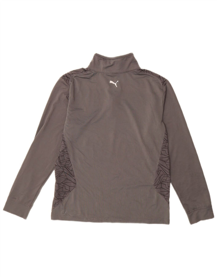 Maglia da ginnastica PUMA da ragazzo con zip e collo, 11-12 anni, grande, grigia