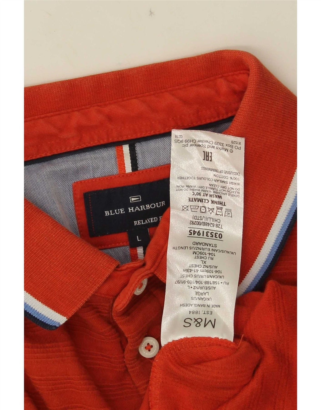 Polo Marks & Spencer da uomo blu Harbor vestibilità comoda grande arancione