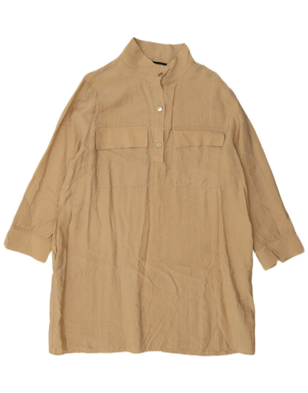 Zara Abito chemisier da donna UK 18 XL Beige Lyocell