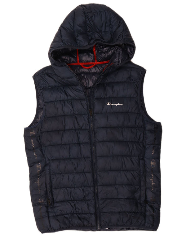 Gilet imbottito con cappuccio da uomo Champion UK 42 XL Blu Navy