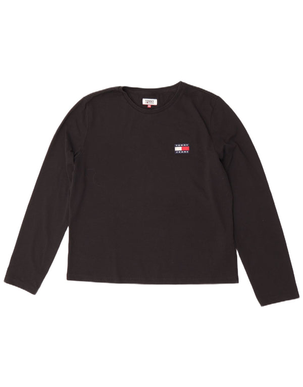 Top manica lunga da donna Tommy Hilfiger UK 18 XL cotone nero