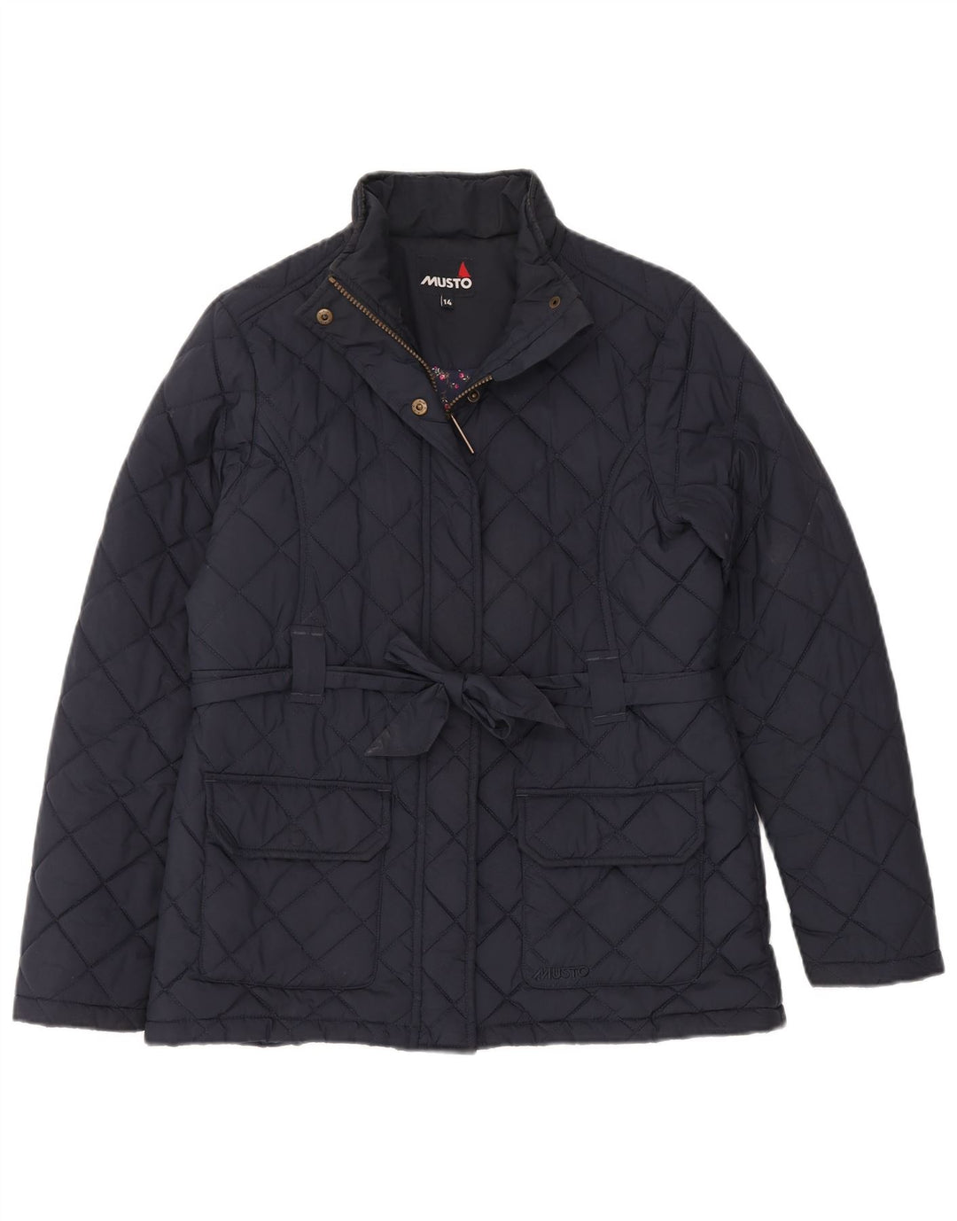 Giacca trapuntata da donna MUSTO UK 14 grande poliestere blu navy