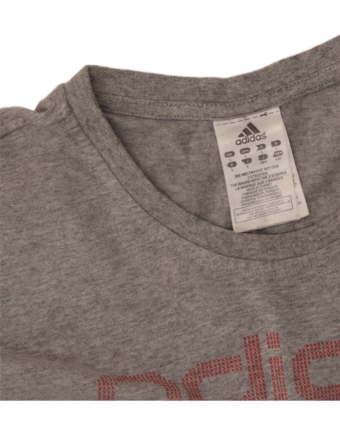 T-shirt grafica da donna ADIDAS Top UK 16 grande cotone grigio
