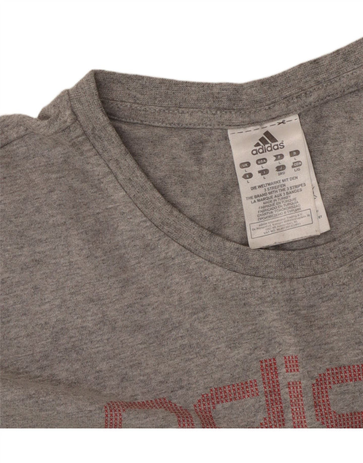 T-shirt grafica da donna ADIDAS Top UK 16 grande cotone grigio