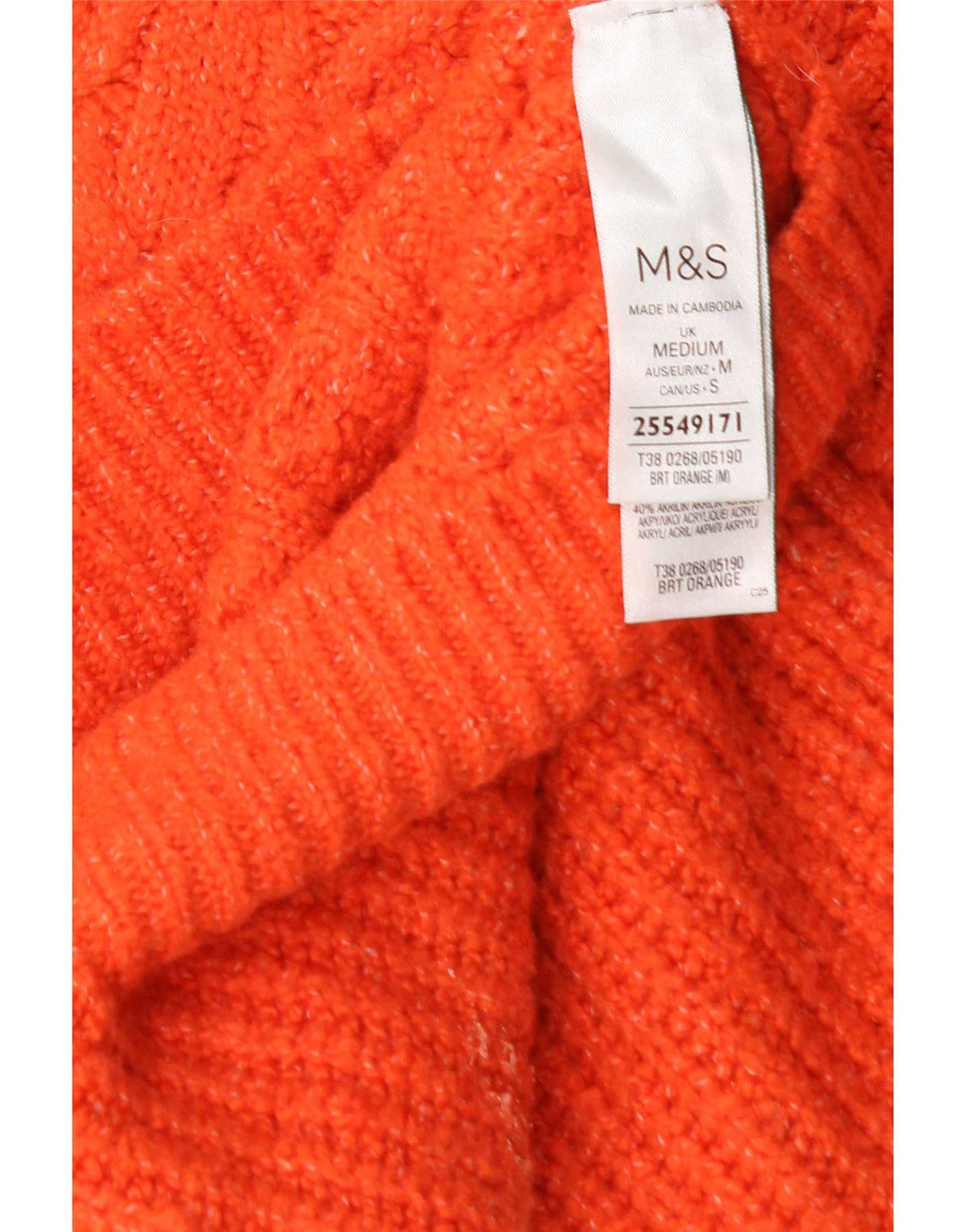 Maglione maglione a collo alto da donna Marks & Spencer UK 14 Arancione medio