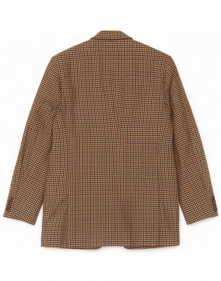 Giacca blazer vintage da uomo a 2 bottoni UK 38 pied de poule marrone medio