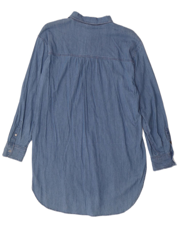 Abito camicia di jeans a maniche lunghe da spiaggia da donna Dkny UK 16 grande cotone blu