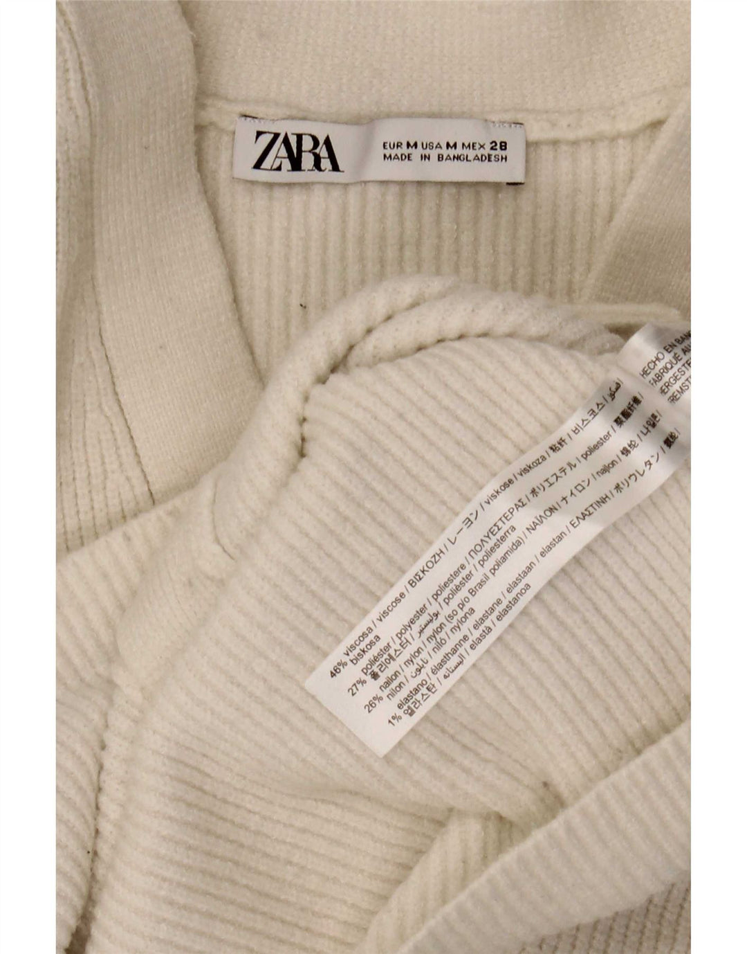 Maglione cardigan corto da donna Zara UK 12 Viscosa bianca media