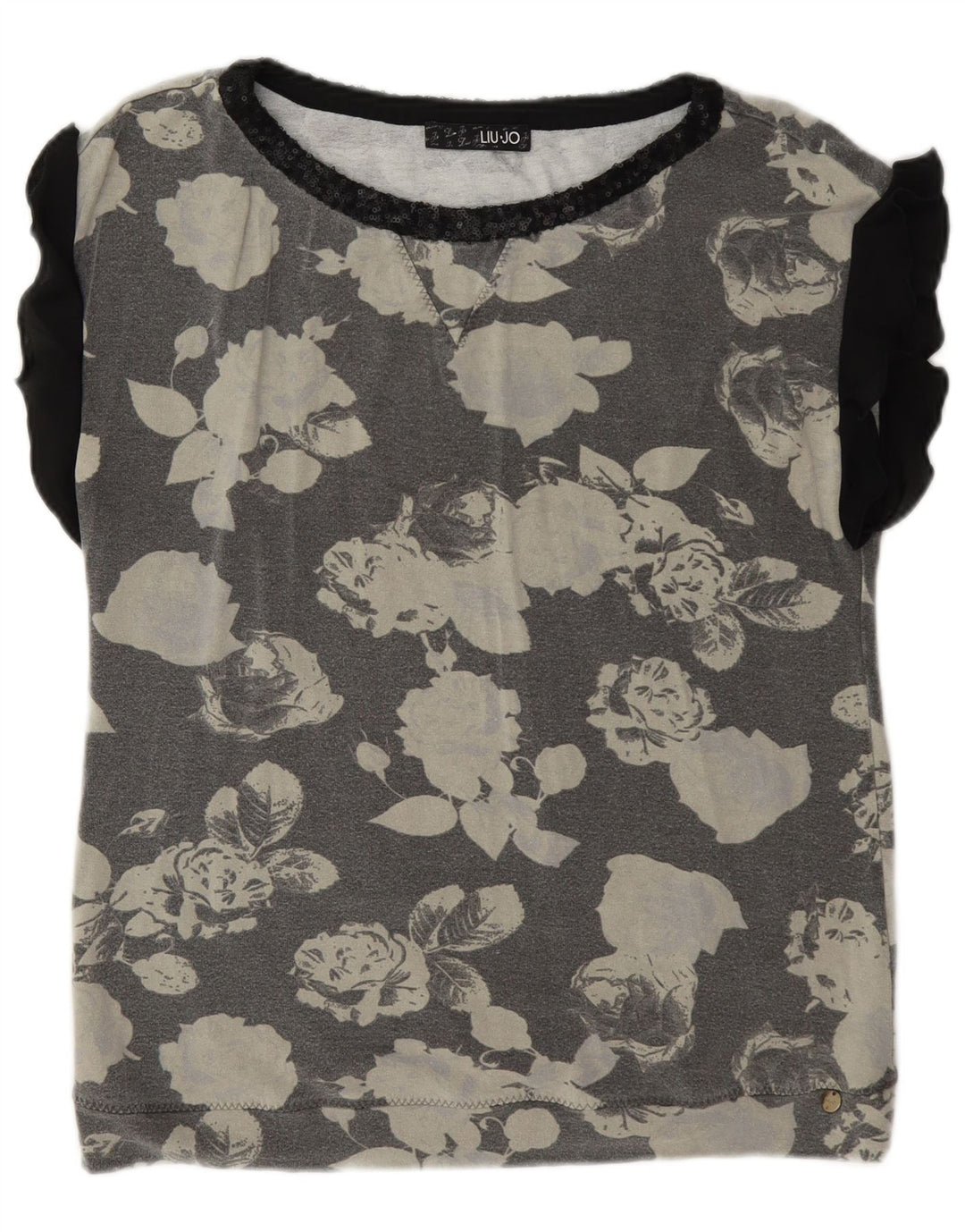 Blusa Donna Liu Jo Top IT 44 Viscosa Floreale Grigio Medio