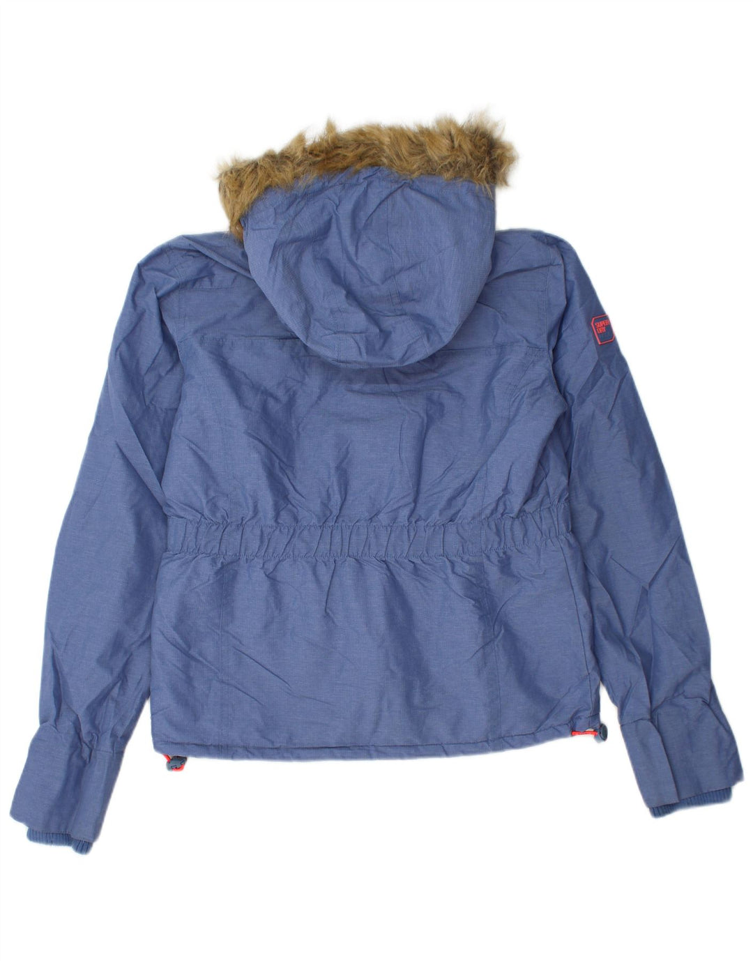 Giacca a vento con cappuccio grafica da donna SUPERDRY UK 14 Blu medio