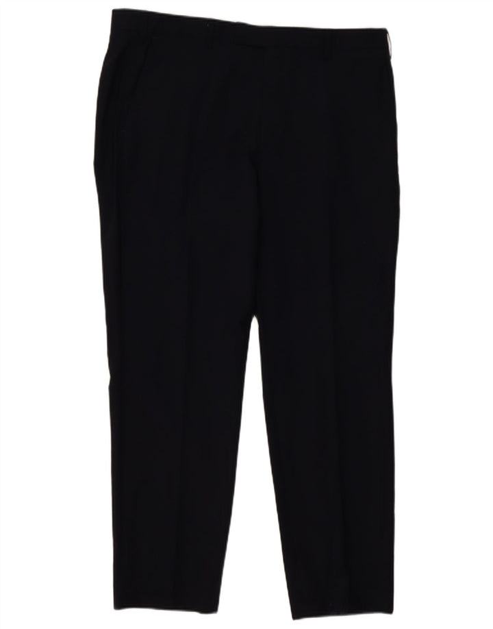 Pantaloni da abito dritti su misura da uomo Marks & Spencer W38 L29 Blu Navy
