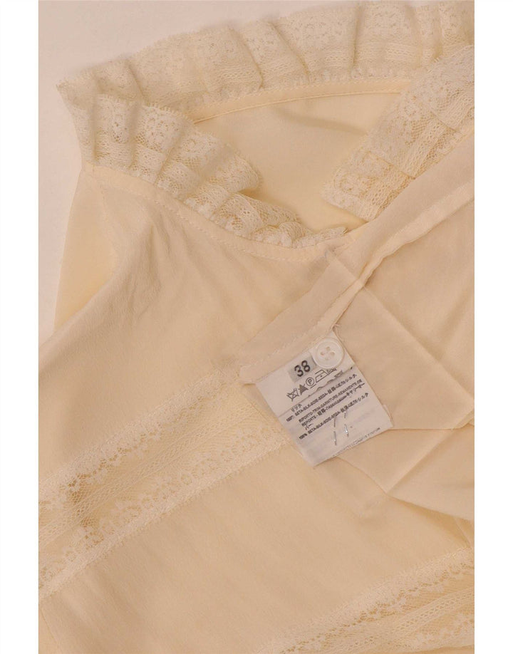 Camicetta camicia vintage da donna EU 38 Seta a righe beige medio