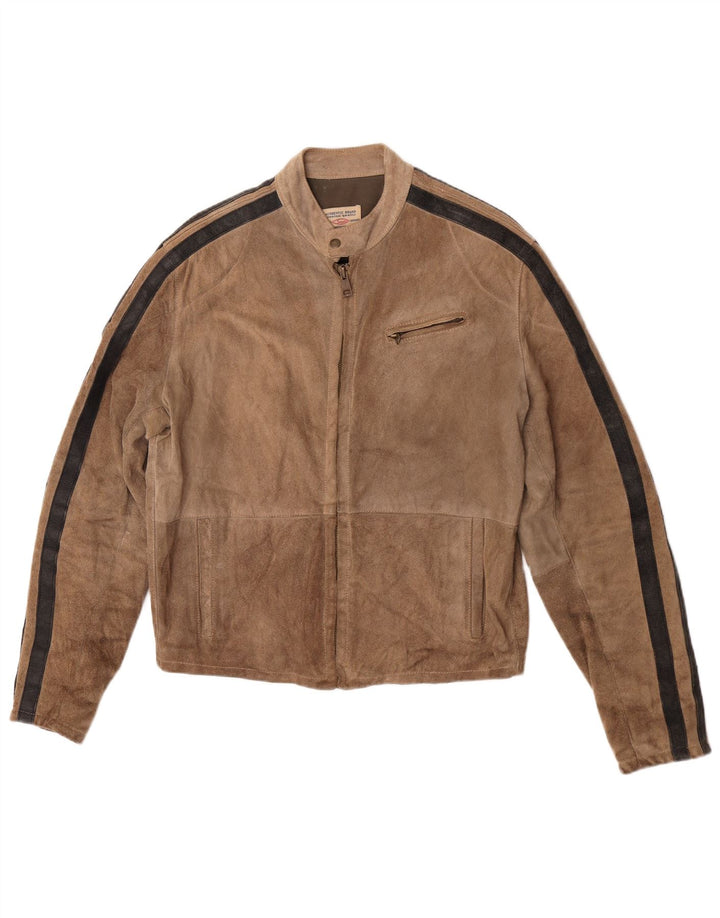Giubbotto bomber vintage da donna EU 44 XL cotone color block marrone