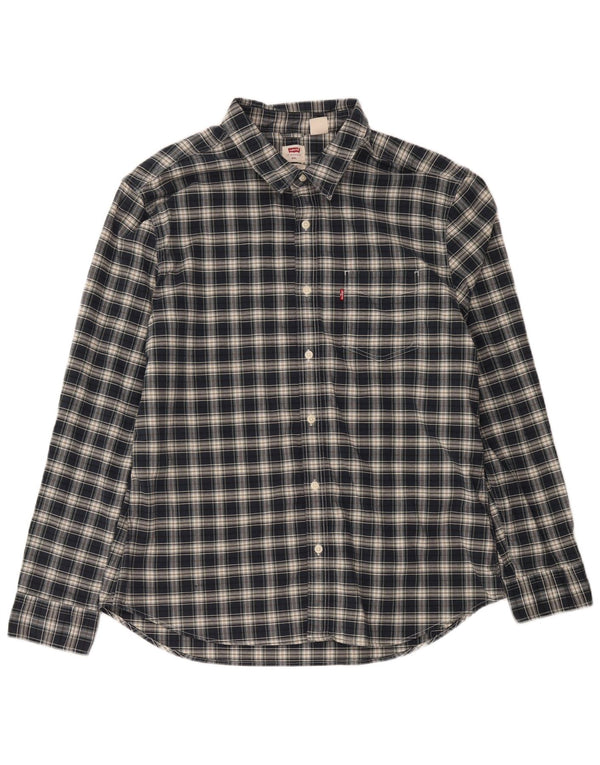 Camicia slim da uomo Levi's 2XL in cotone a quadri blu navy