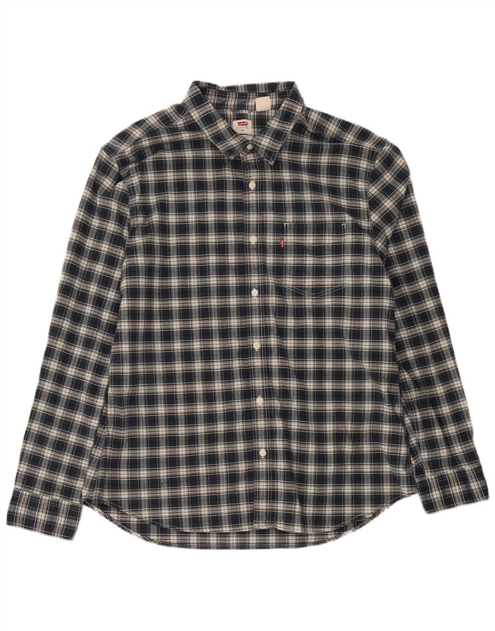 Camicia slim da uomo Levi's 2XL in cotone a quadri blu navy