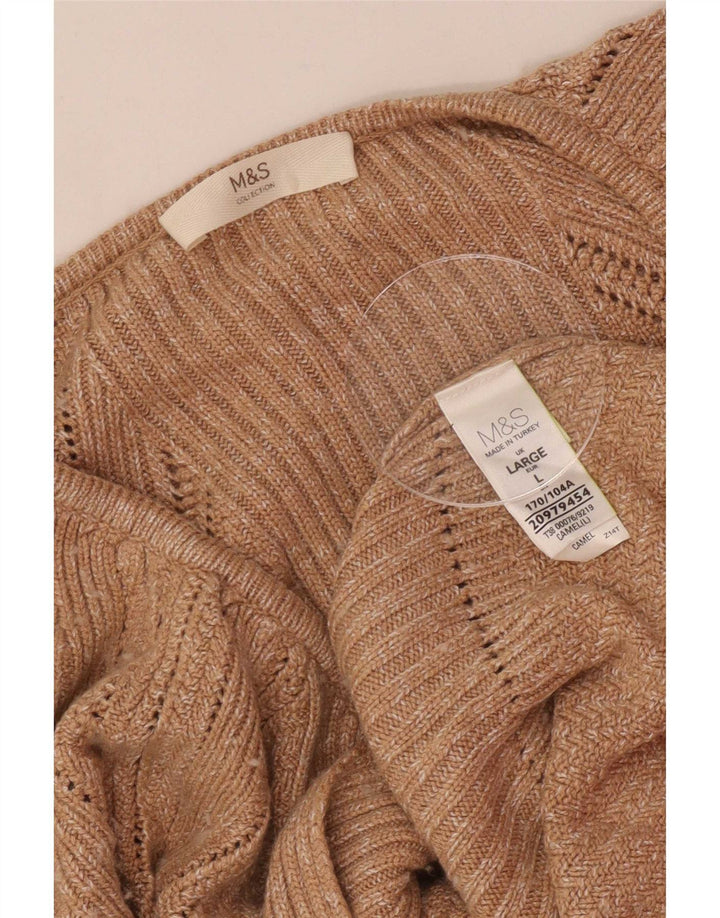 Maglione cardigan da donna Marks & Spencer UK 16 Large Beige Viscosa
