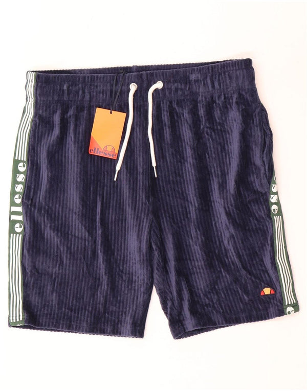 Ellesse Pantaloncini sportivi da uomo in velluto grafico grandi color block blu navy