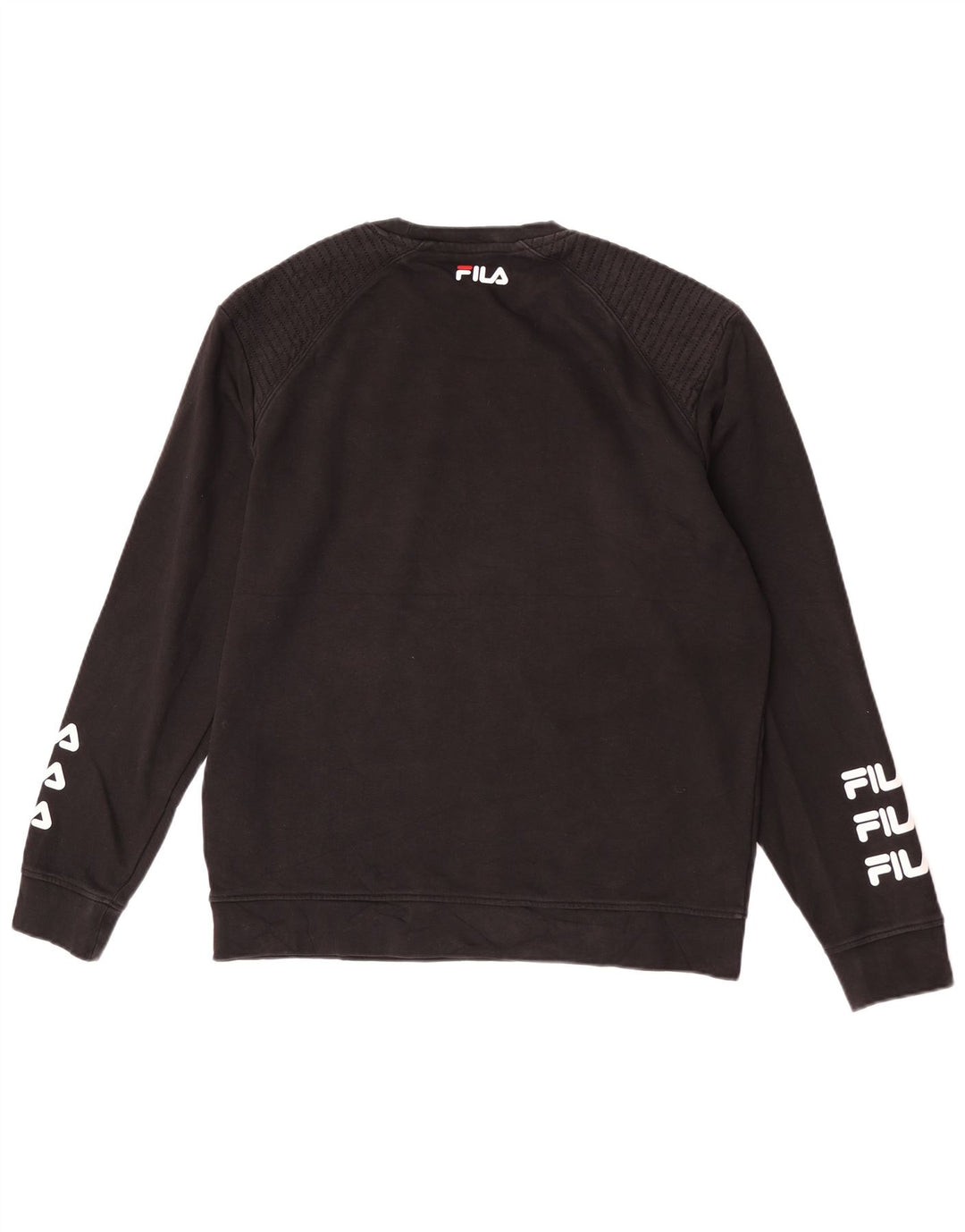 Felpa da uomo con vestibilità regolare grafica Fila, maglione grande, cotone nero