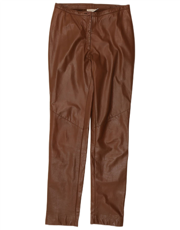 Pantaloni in pelle slim da donna Hennes EU 38 Medium W28 L33 Pelle marrone