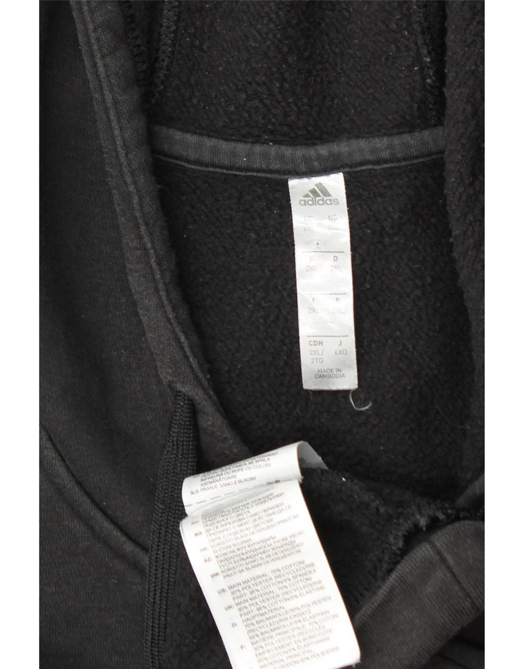 Felpa con cappuccio da uomo ADIDAS 2XL cotone nero