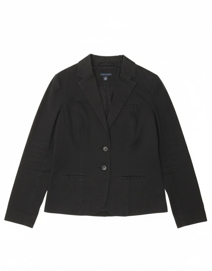 TOMMY HILFIGER Womens 2 Button Blazer Jacket UK 12 Medium Black Cotton