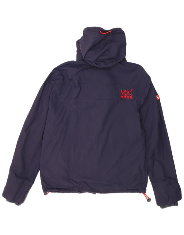Giacca a vento da uomo con cappuccio grafico Superdry UK 42 XL nylon blu navy