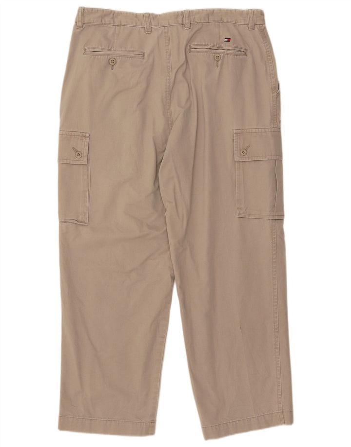 TOMMY HILFIGER Pantaloni cargo dritti da uomo W36 L29 Cotone beige