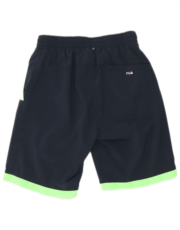 Pantaloncini sportivi da uomo Fila, poliestere color block medio blu navy