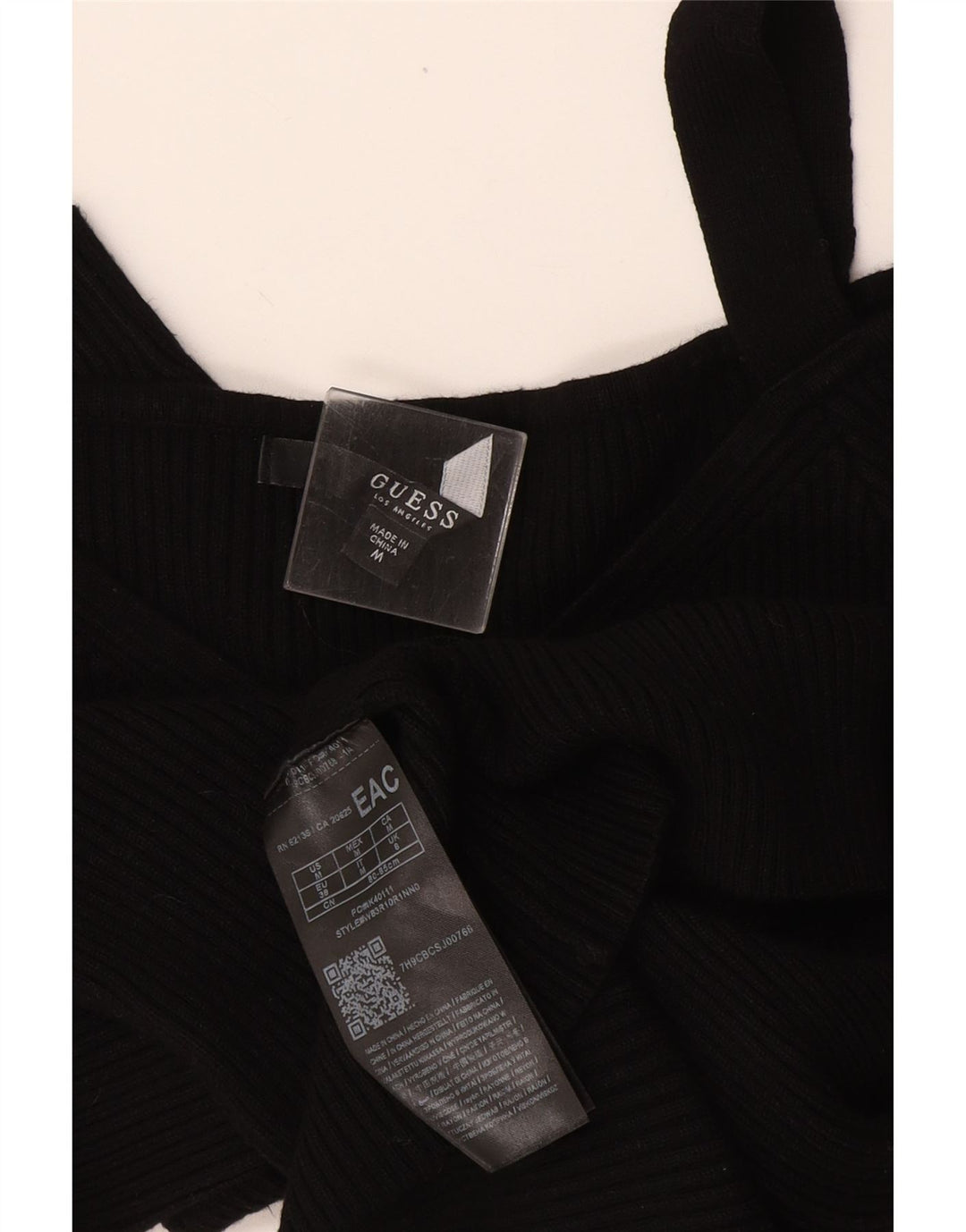 Top corto da donna con spalle scoperte Guess UK 8 piccolo rayon nero