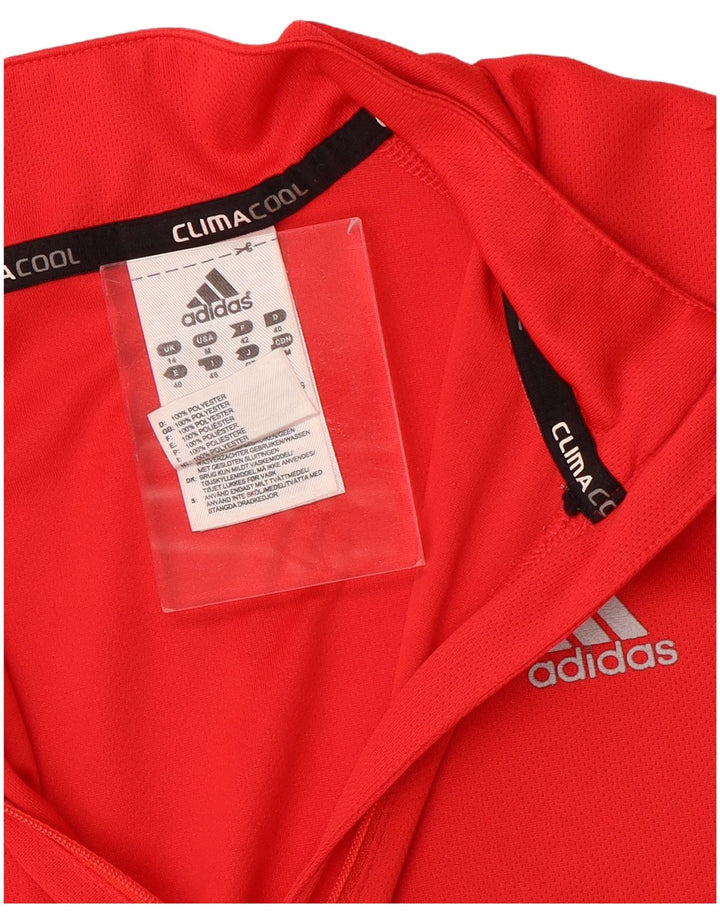 Adidas Donna Climacool Zip Collo Pullover Tuta Top UK 14 Medio Rosso