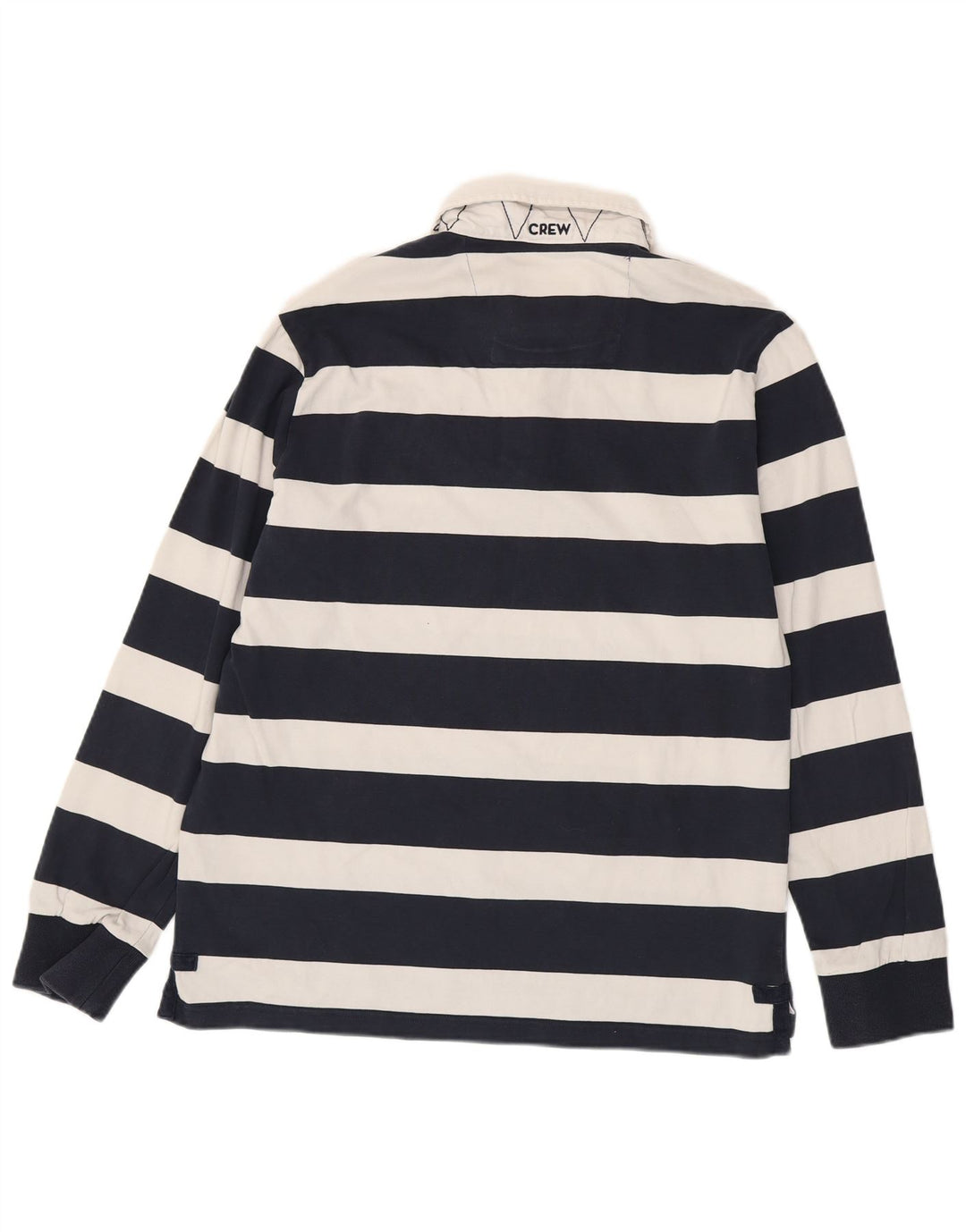 CREW CLOTHING Polo da rugby da uomo a maniche lunghe a righe grandi blu navy