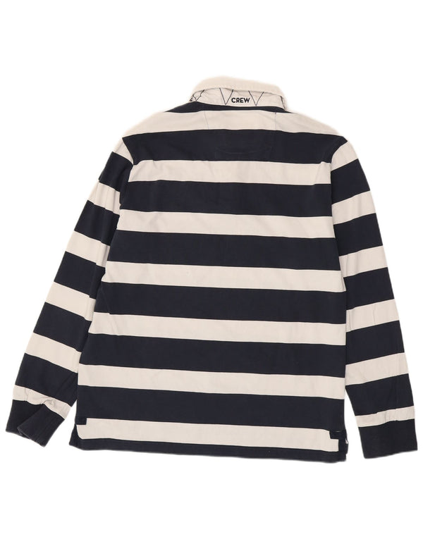 CREW CLOTHING Polo da rugby da uomo a maniche lunghe a righe grandi blu navy