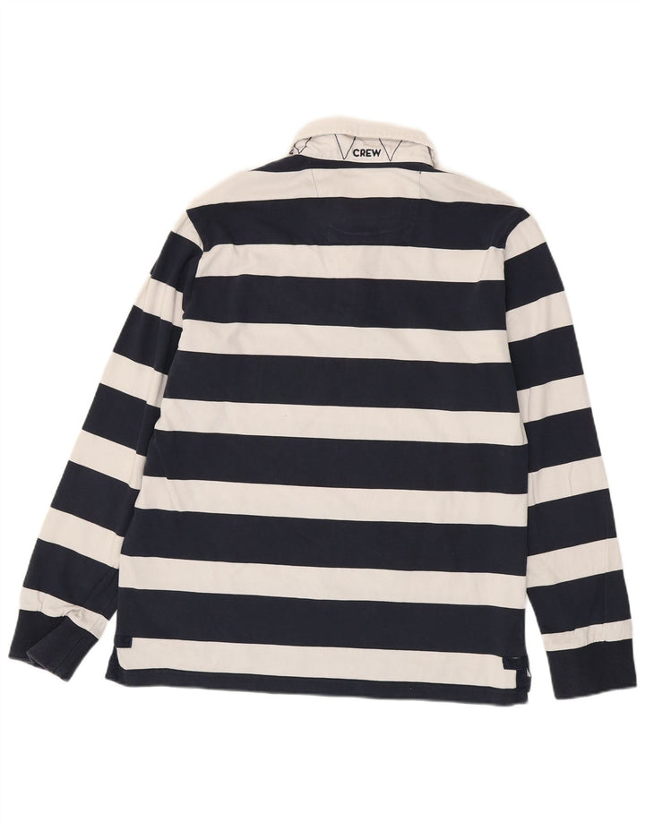 CREW CLOTHING Polo da rugby da uomo a maniche lunghe a righe grandi blu navy