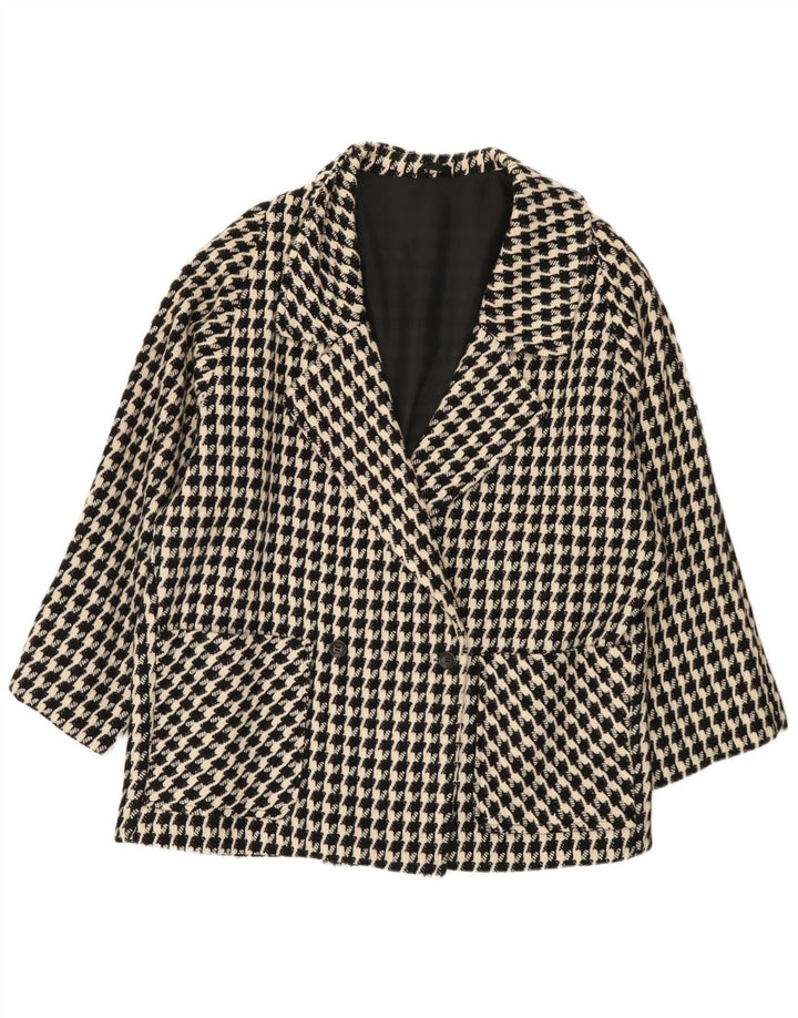 Giacca blazer oversize da donna VINTAGE UK 20 2XL pied de poule nero