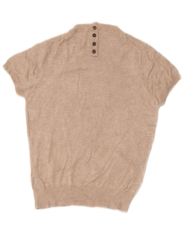 Maglione Zara da donna a maniche corte con scollo a barca UK 10 piccolo in viscosa beige