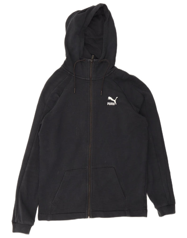 Felpa con cappuccio e zip da uomo Puma XS in cotone nero