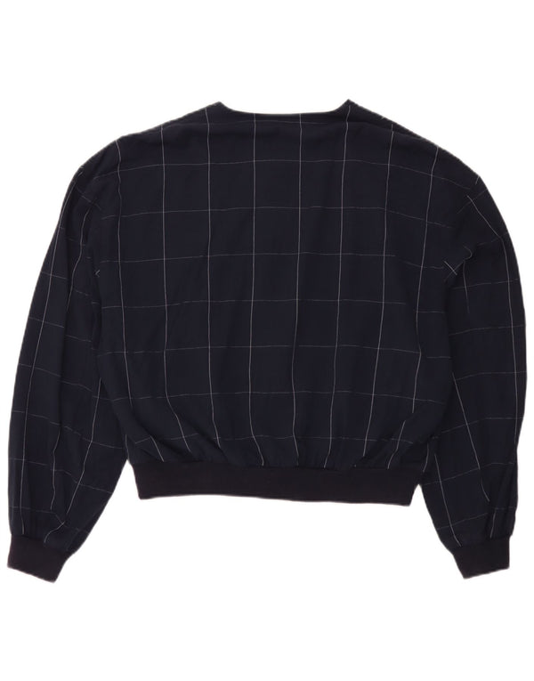 Giubbotto bomber vintage da donna IT 52 2XL viscosa a quadri blu navy