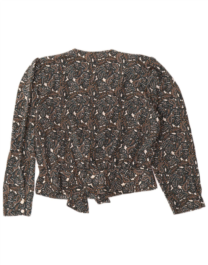 DIANA BENTALLS Camicia Camicetta da donna IT 46 Large Marrone Paisley Poliestere