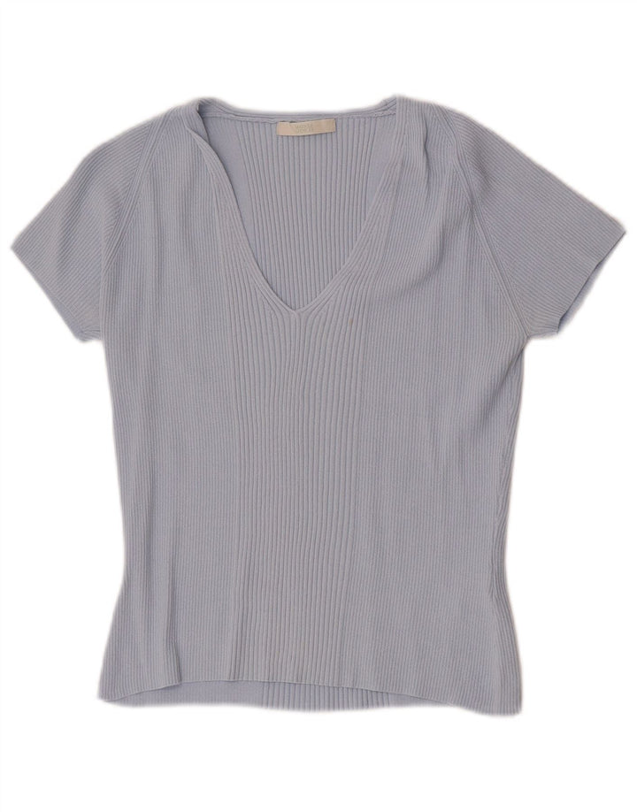 T-shirt corta da donna Marks & Spencer UK 14 Viscosa blu medio