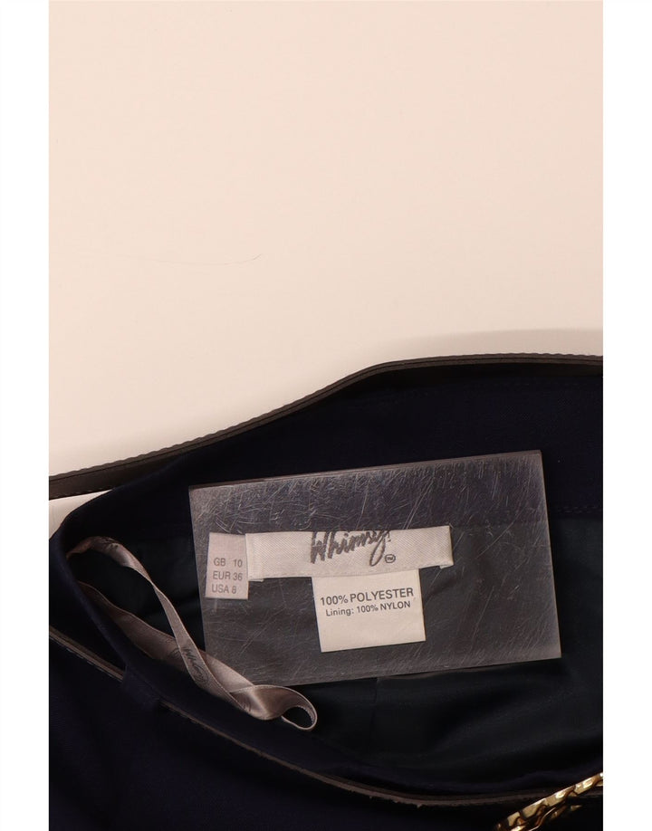 Gonna a tubino da donna VINTAGE UK 10 piccola W26 poliestere blu navy
