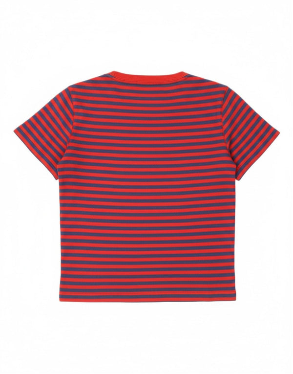 Max & Co. Womens Crop Graphic T-Shirt Top UK 14 Large Red Striped Cotton