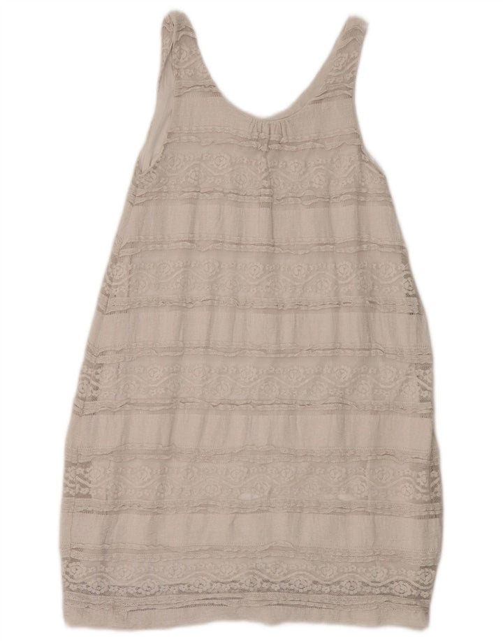 Desigual Abito a trapezio senza maniche da donna UK 10 Small White Floral Poliammide