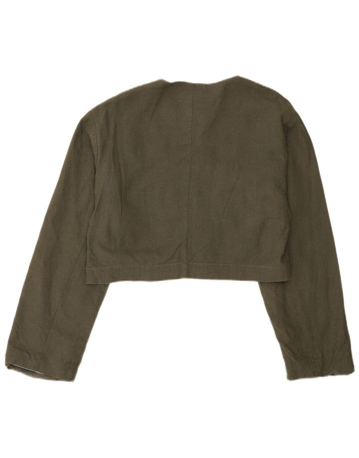 Giacca bolero oversize da donna Zara UK 10 piccola lino kaki