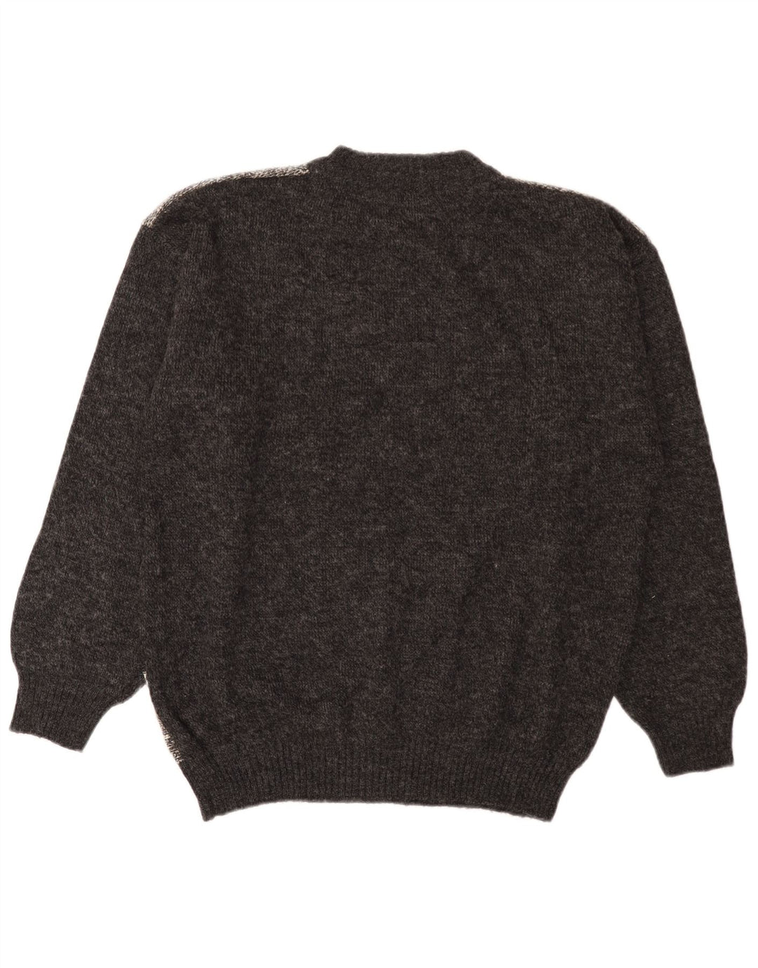 Maglione maglione girocollo da uomo vintage IT 52 grande lana color block grigio