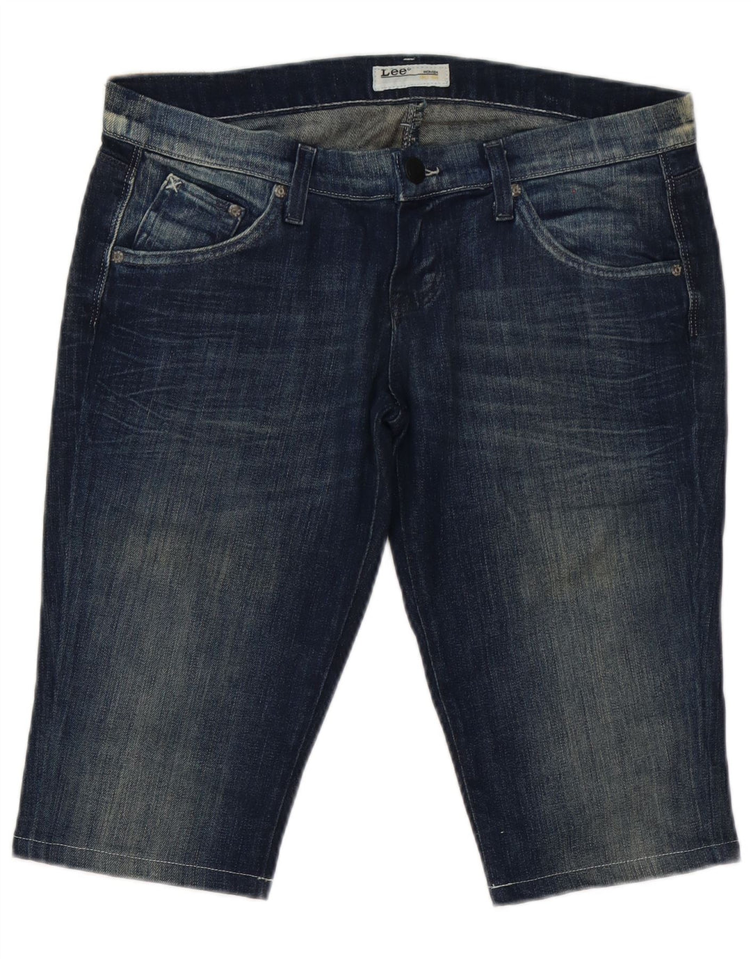 Pantaloncini di jeans stretti Lynn da donna Lee W32 grandi cotone blu