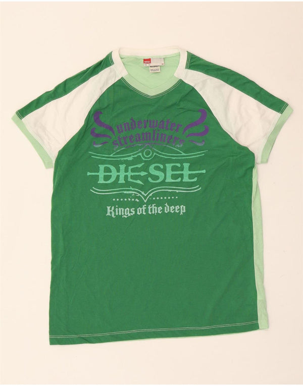 T-shirt grafica da donna Diesel Top UK 20 2XL Poliestere color block verde