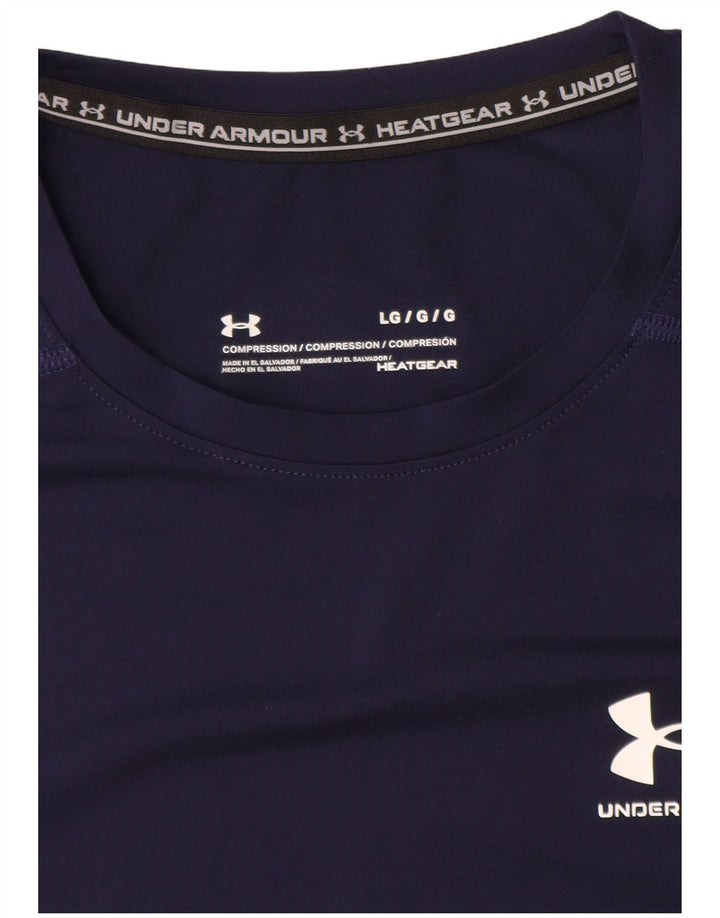 T-shirt da uomo UNDER ARMOUR Heat Gear Top grande blu navy sintetico