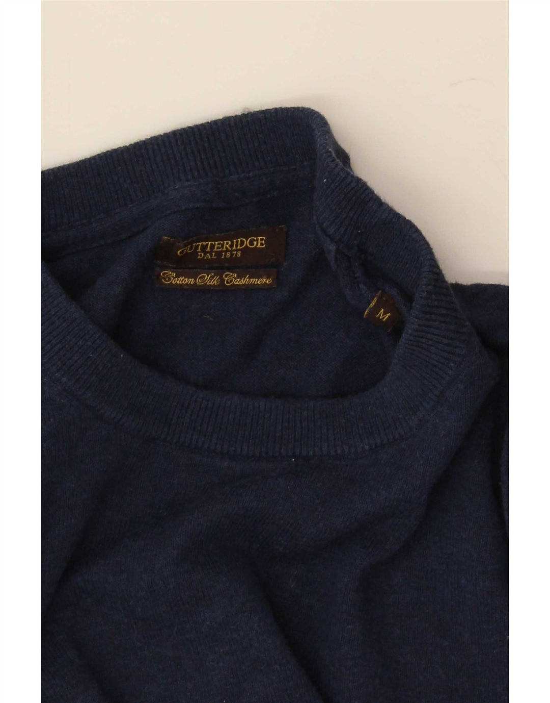 Maglione maglione girocollo da uomo Gutteridge in cotone blu navy medio