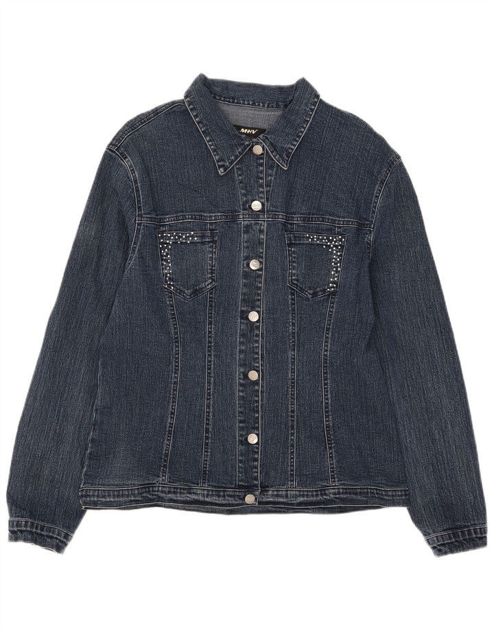Giacca di jeans vintage da donna UK 14 blu medio